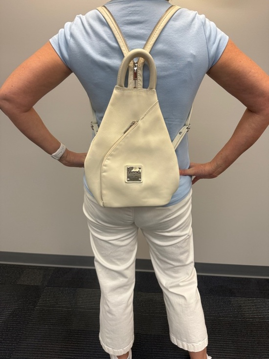 Valentina Italia Leather Convertible Backpack Sling Bag Purse Color: Ivory main image 11